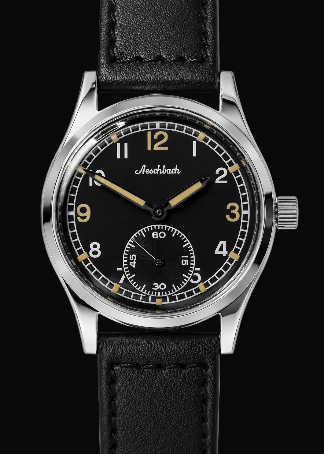 Aeschbach WW2 Pattern Germany Luftwaffe / Reichsluftfahrtministerium (RLM) Pilots Watch with Sapphire Box Crystal and 21 Jewel Automatic Mechanical Movement