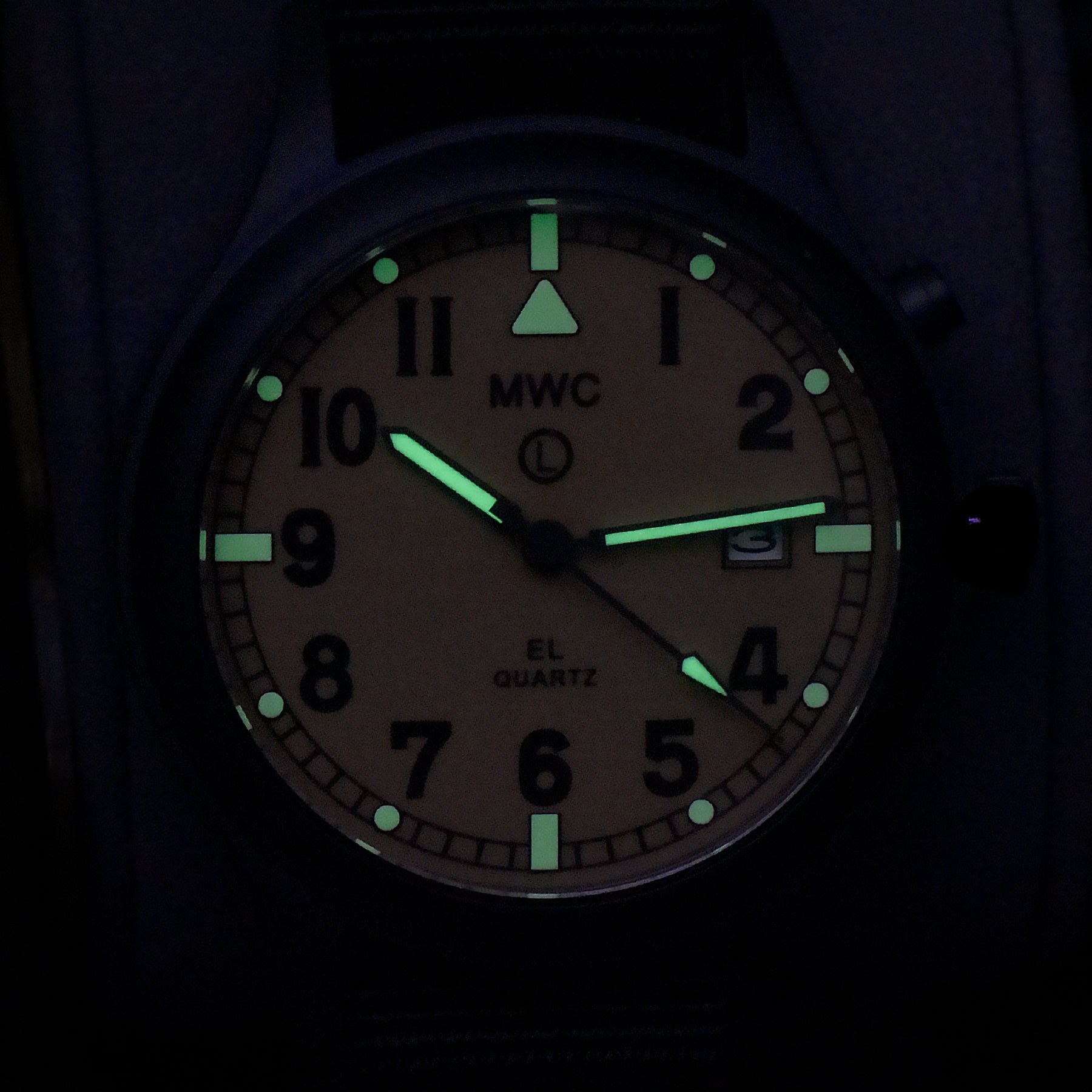 MWC G10EL Black PVD Steel General Service Watch with Electroluminescent (EL) Backlit Dial