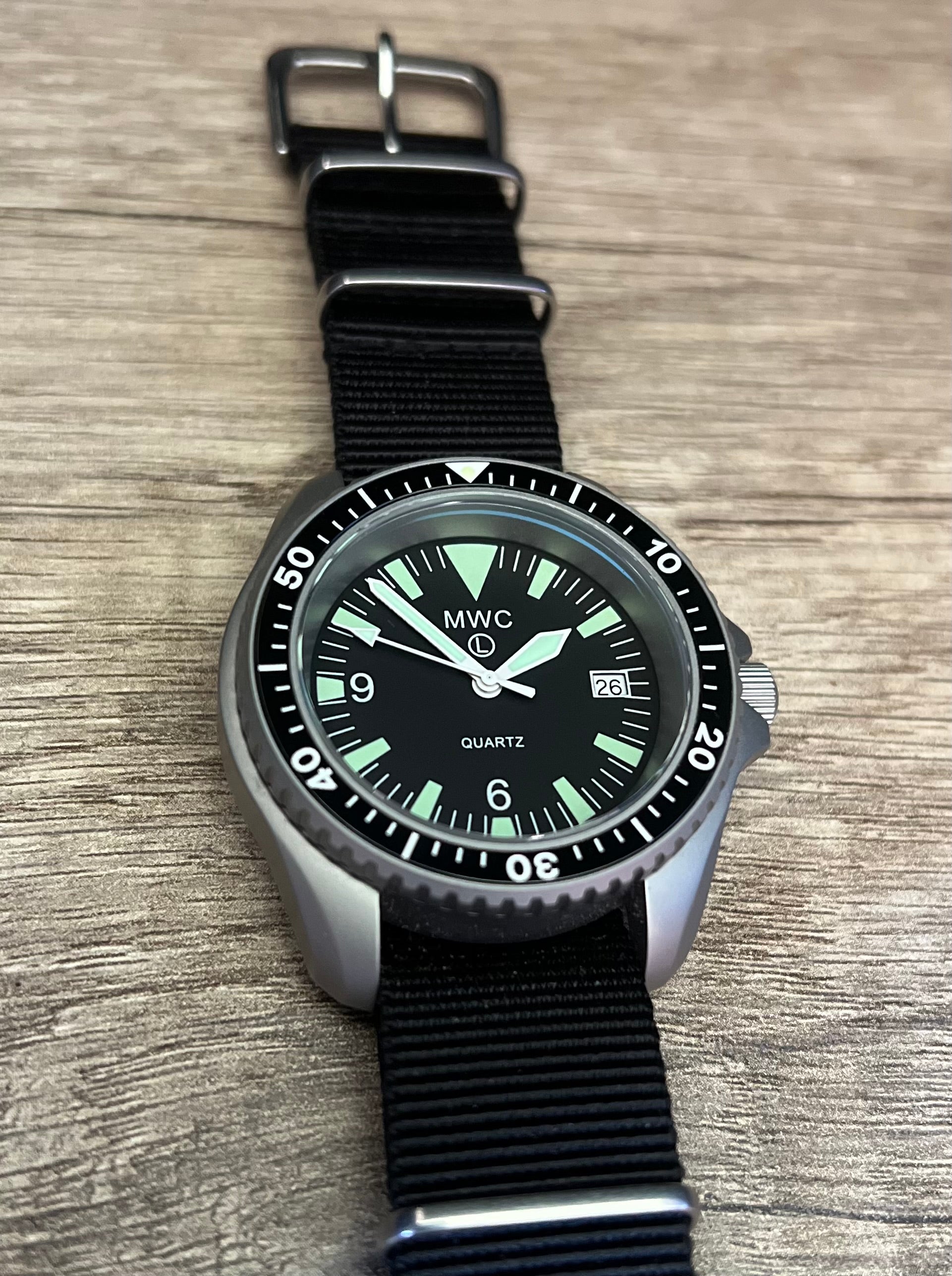Current NATO Pattern Quartz Military Divers Watch with Sapphire Crystal and 10 Year Battery Life and Ceramic Bezel - NATO STOCK NUMBER NSN 6645-99-157-3496