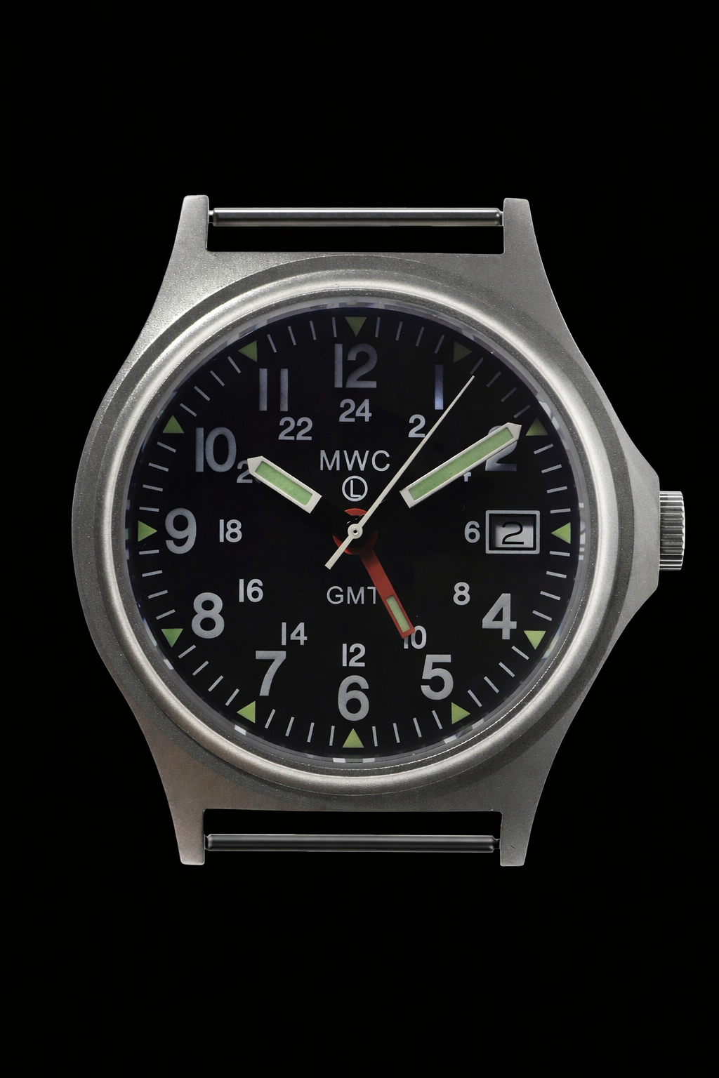 MWC GMT (Dual Time Zone) 200m/660ft Water resistant Military Watch in Stainless Steel Case with Screw Crown
