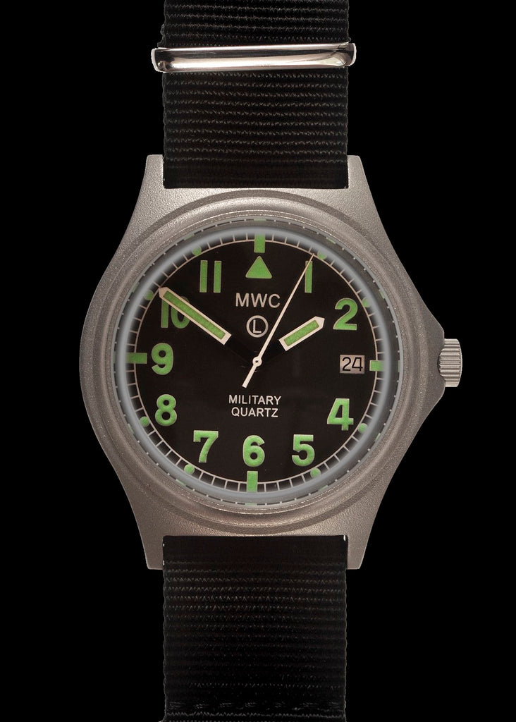 MWC G10 100m Water resistant Military Watch in Stainless Steel Case with Screw Crown and Ten Year Battery Life