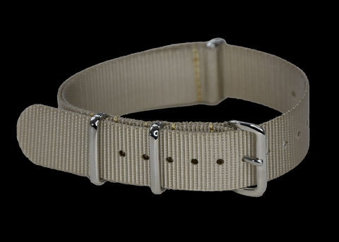 2 Piece 18mm Khaki NATO Military Watch Strap in Ballistic Nylon with Stainless Steel Fasteners